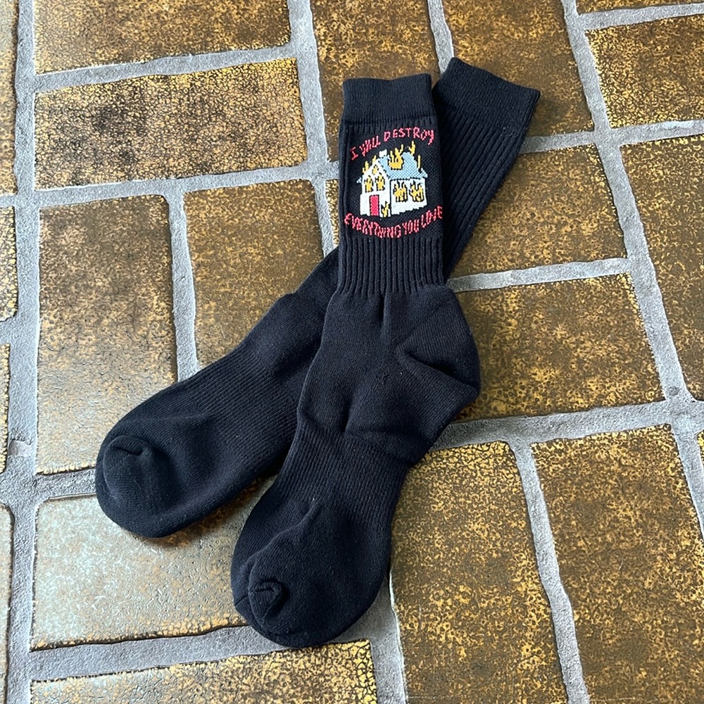 🛍 6 for $35 • NEW I Will Destroy Everything You Love Black Crew Cut Socks